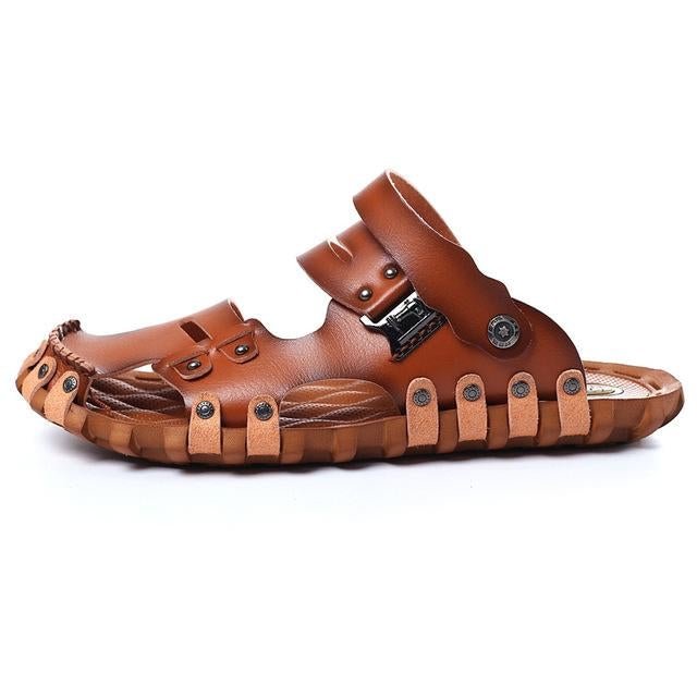 Men's Roman Casual Pu Leather Sandals Retro Beach Slipper Summer Shoes