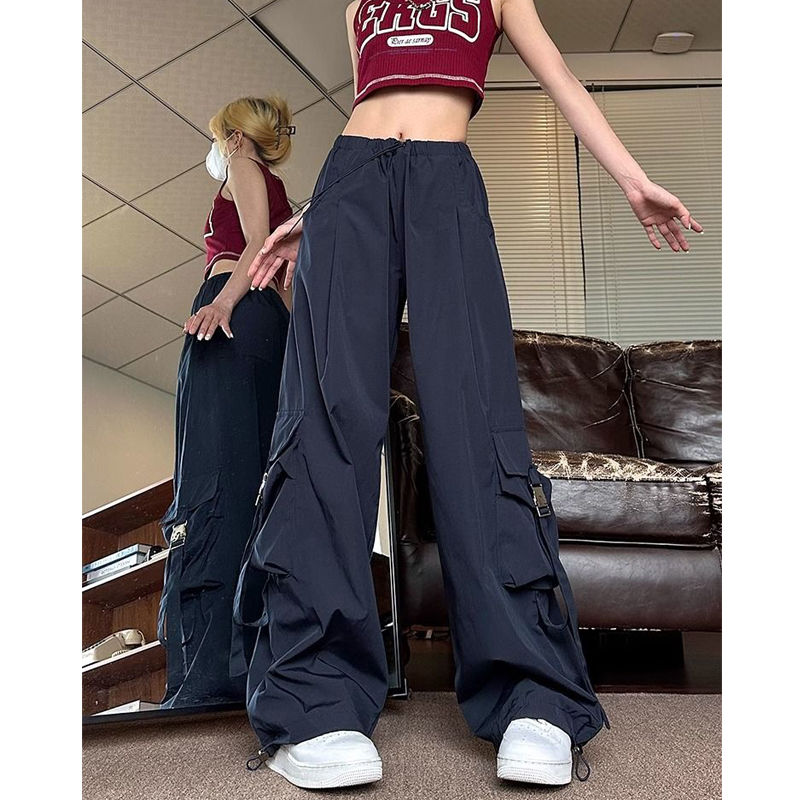 Bonusgig Women Wide-legged Pants Vintage Workwear Pants Baggy Trouser Baggy Trouser Y2k Harajuku High Waisted Streetwear Design Casual