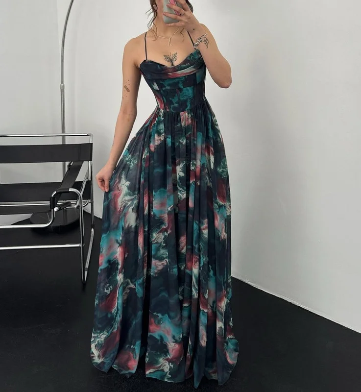  Summer Elegant Backless Lace-Up Detail Dress f2ca