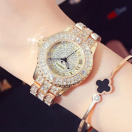 Luxury Brand Bracelet Wristwatch Ladies Crystal Quartz Watch-VESSFUL