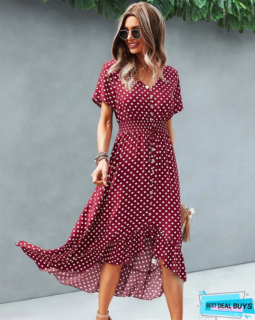 Fashion Holiday Dress Wave Point Skirt Before Short After Growing Up Dress