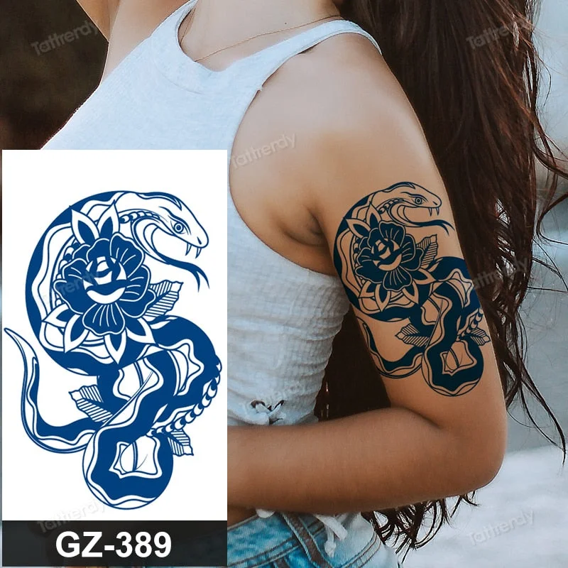 Juice Ink Lasting Waterproof Temporary Tattoo Sticker Dragon Snake Totem Tattoos Sun Wing Body Art Arm Fake Tatoo Women Men