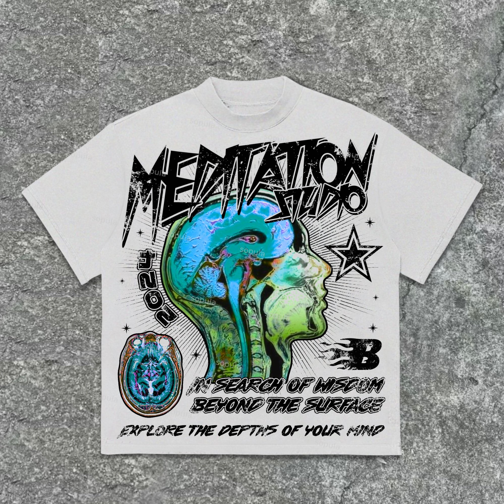 Meditation Following The Heart Retro Graphic Cotton T-Shirt - Sopula｜Premium Graphic Tees & Graphic Clothing