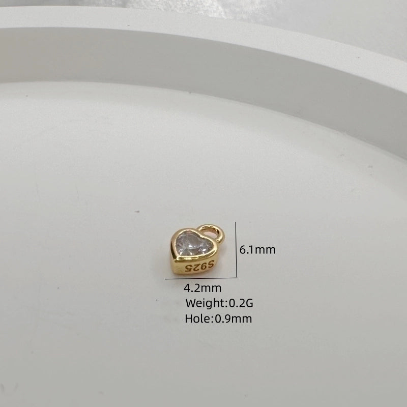 1 Piece 925 Sterling Silver Zircon 22K Gold Plated Rhodium Plated Round Dots Water Droplets Heart Shape Pendant