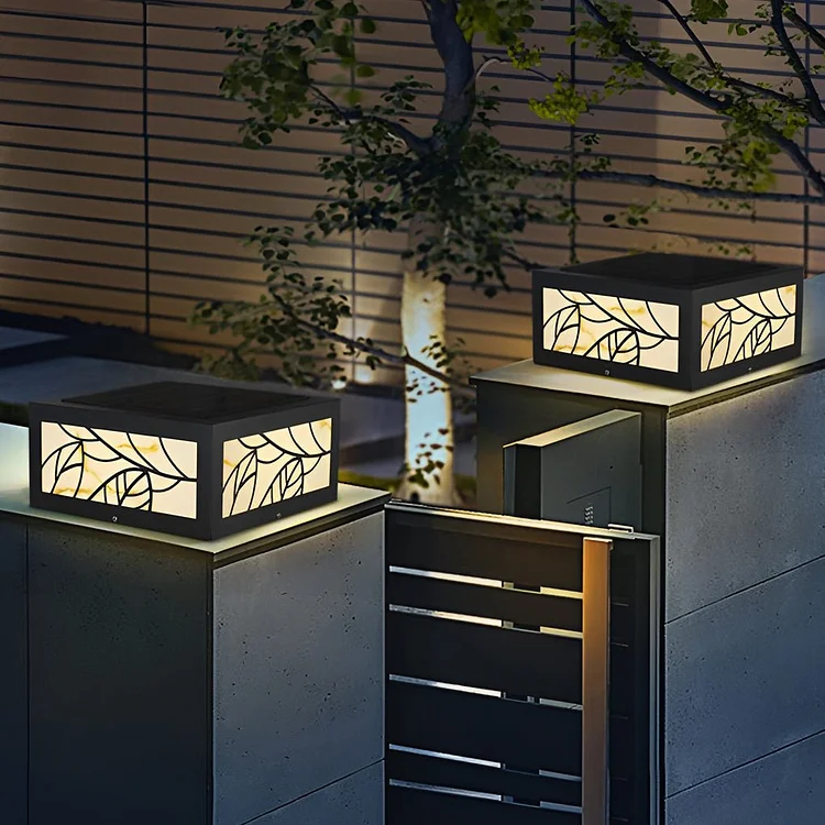 Square Waterproof LED Modern Solar Outdoor Deck Post Lights Pillar Light - Appledas