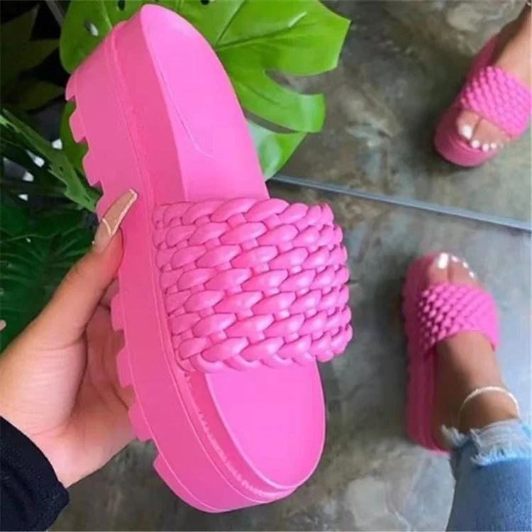 Yyvonne Cake Slippers Women's 2025 Spring And Summer New Thick-Bottomed Flat Sandals Wish Ladies Shoes