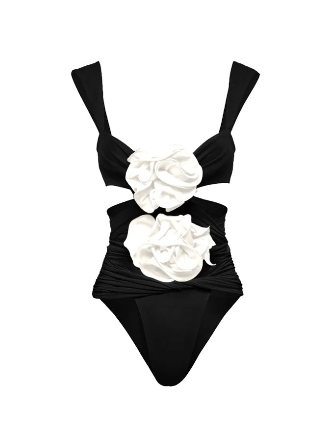 3D Flower Cutout One Piece Swimsuit