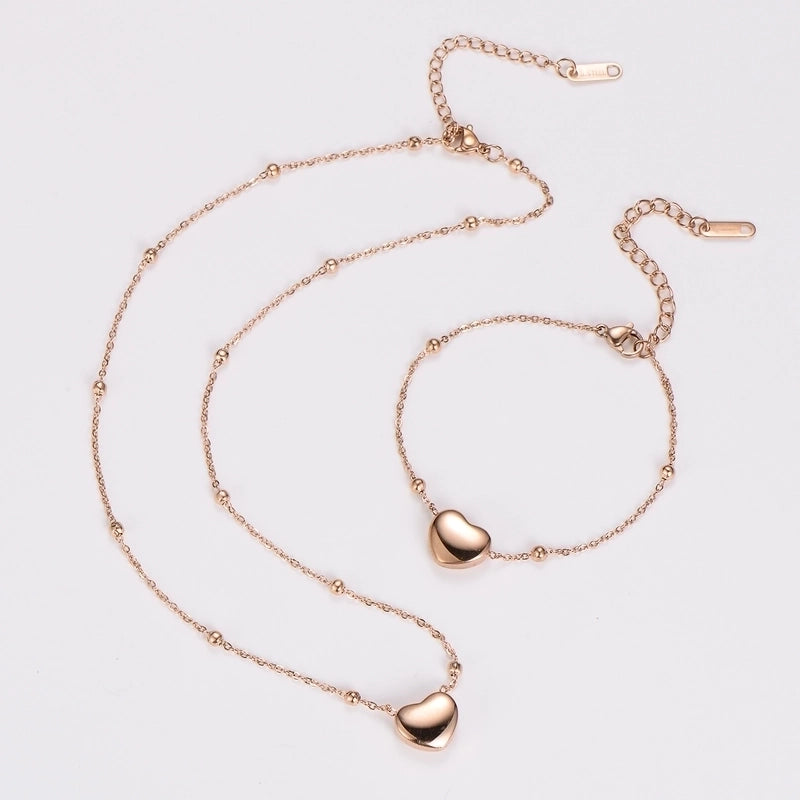 Retro Punk Commute Heart Shape 304 Stainless Steel 18K Gold Plated Rose Gold Plated Jewelry Set