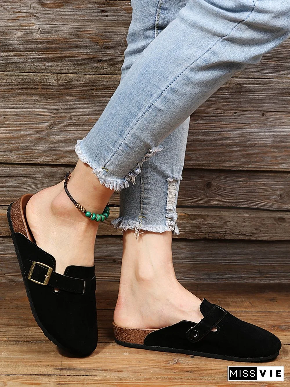 Solid Color Vintage Casual Mules