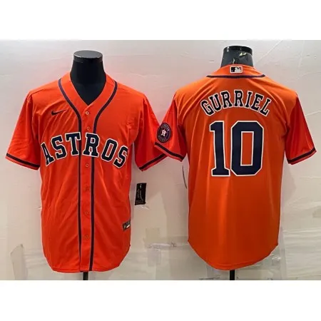 Men's Houston Astros #10 Yuli Gurriel Orange With Patch Cool Base Stitched Jersey