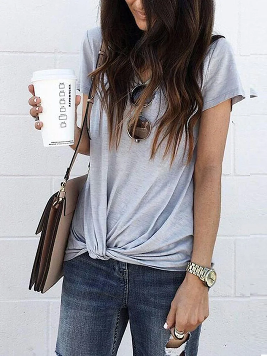 Solid Color Tie T-Shirt
