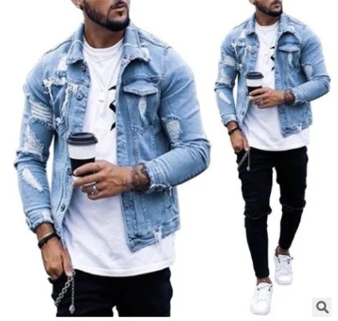 Brownm Brownm And Autumn 2023 New Clip Men's Cowboy Coat Hole Irregular Wash Jacket Men's Men's Clothing