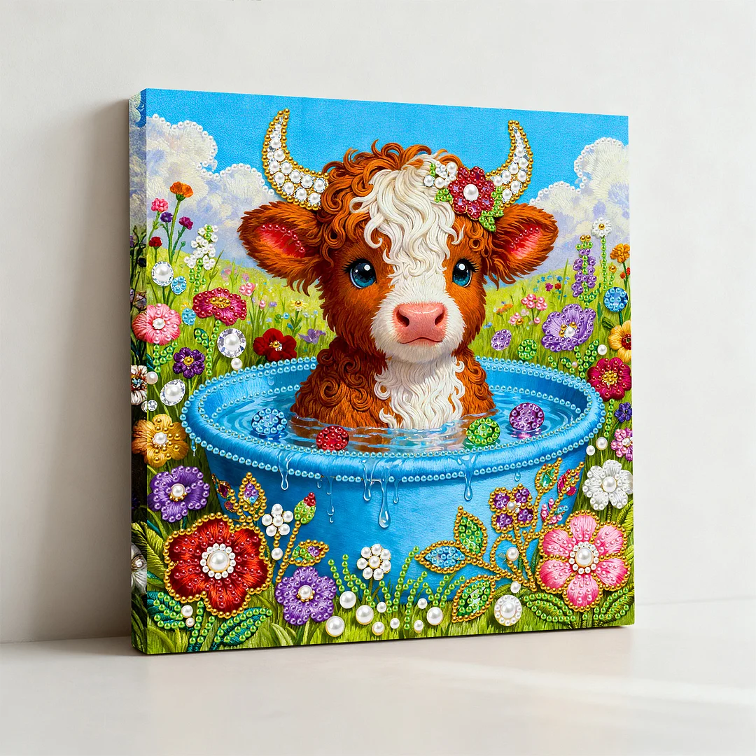 Calf Art Diamond Painting Kit for Adults Home Decor 25x25cm With Frame