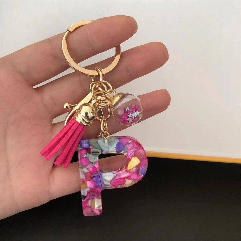 Minimalist Commute Letter Resin Unisex Bag Pendant Keychain