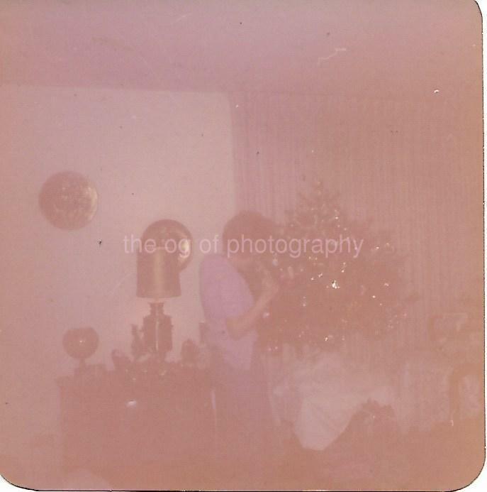 MISTY CHRISTMAS Tree FOUND Photo Poster painting ColorOriginal VINTAGE 05 19 L