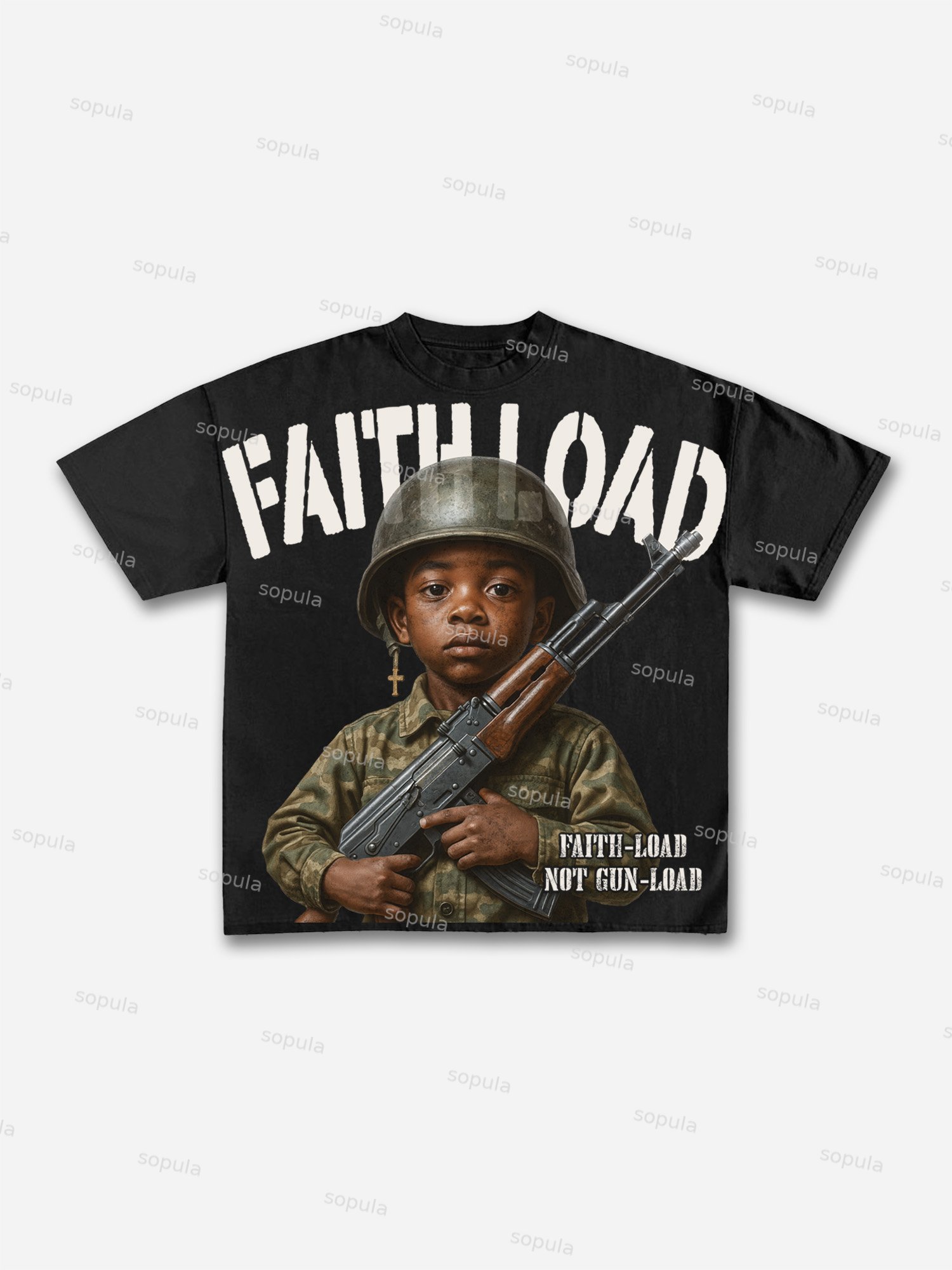 War Boy Faith-load, Not Gun-load Vintage Graphic Cotton T-shirt - SOPULA