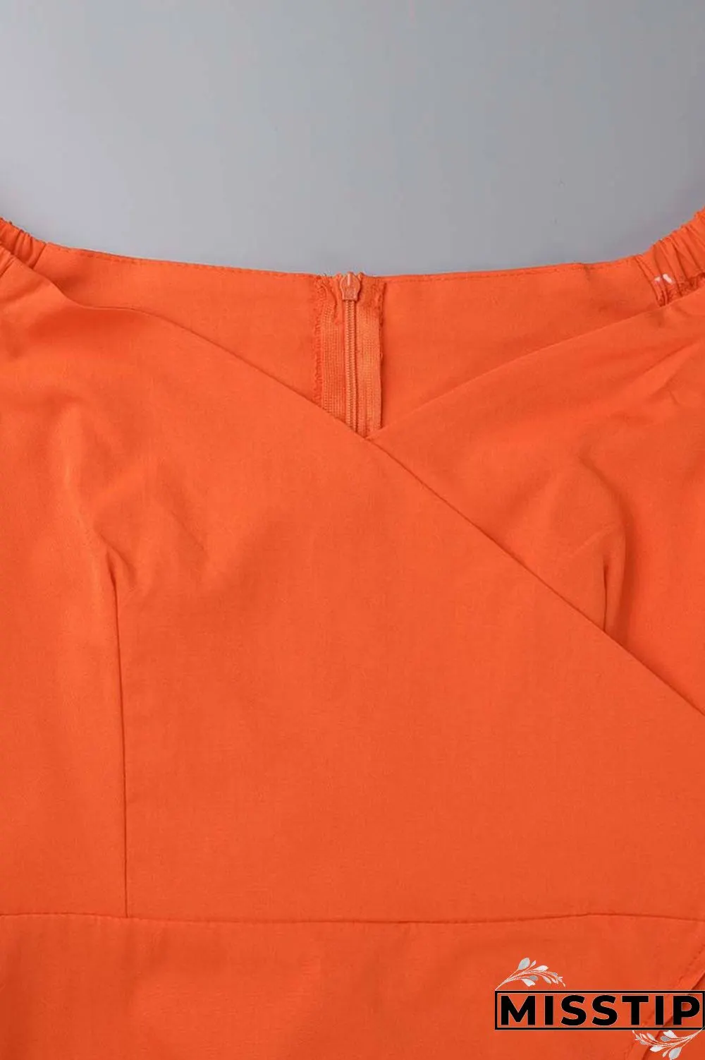 Orange Casual Solid Backless Slit Off the Shoulder Short Sleeve Dress Dresses