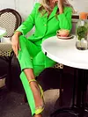 Fluorescent Fashion Two-Piece Solid Color Urban Suit