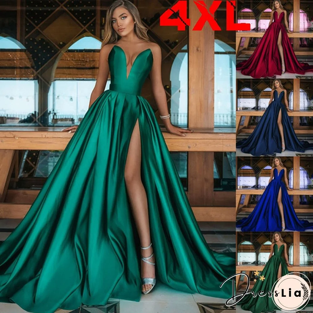 Summer New Sexy Deep V-neck Split Long Wedding Prom Dress Long Skirt