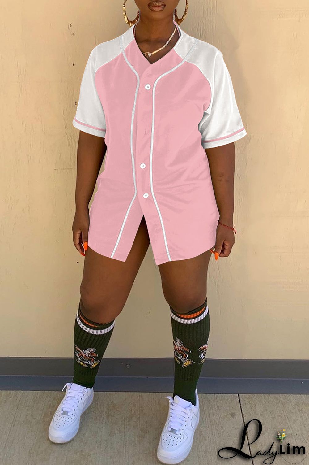 Black Fashion Casual Solid Split Joint V Neck Tops