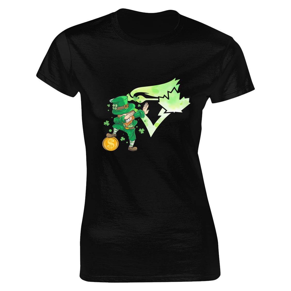 Toronto Blue Jays St Patrick's Day Dabbing Leprechaun Women's Soft Cotton T-Shirt