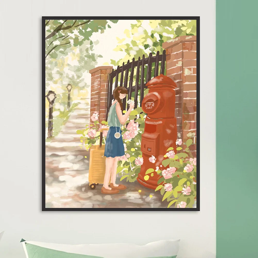 Full Round Diamond Painting 40*50cm - Healing Stick Figure Girl Letter