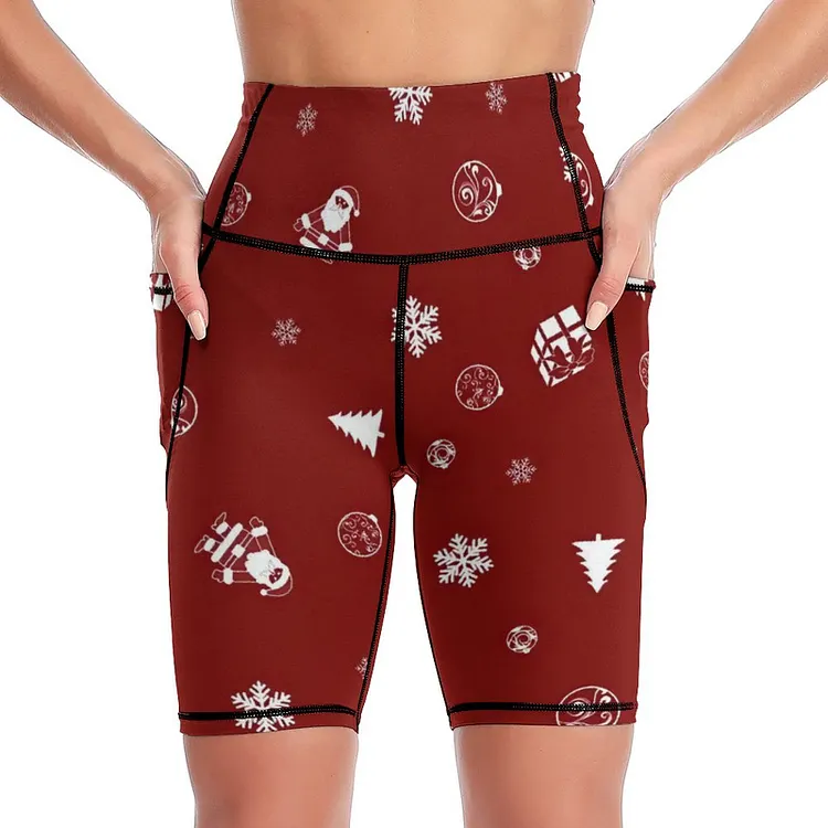 Personalized Design Women's Knee-Length Yoga Shorts Christmas