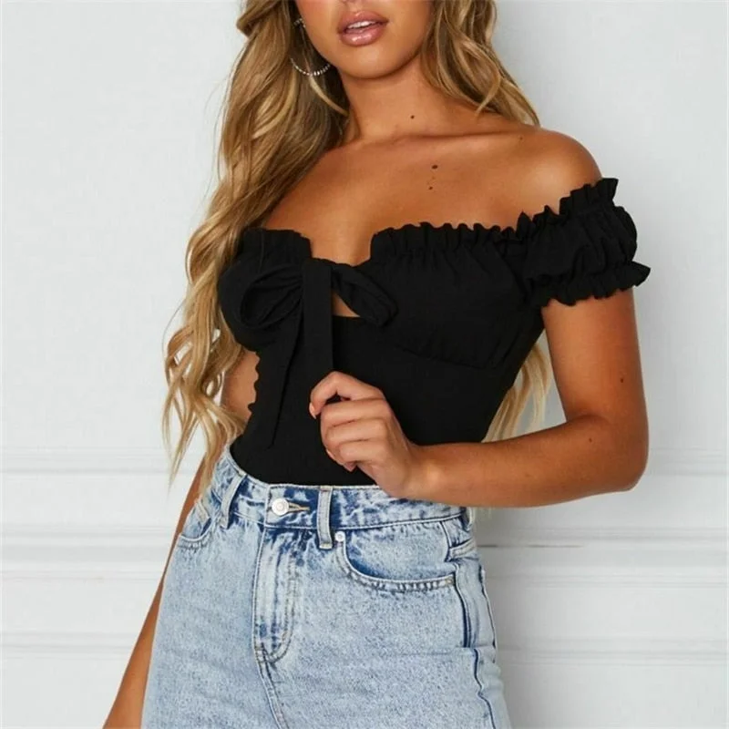 Women Summer Casual Off Shoulder Blouse New Lady Vintage Polka Dot Short Sleeve Shirt Slash Neck Blouses 2019