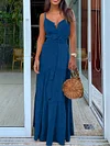 Solid Color Lace-Up Condole Belt Maxi Dress