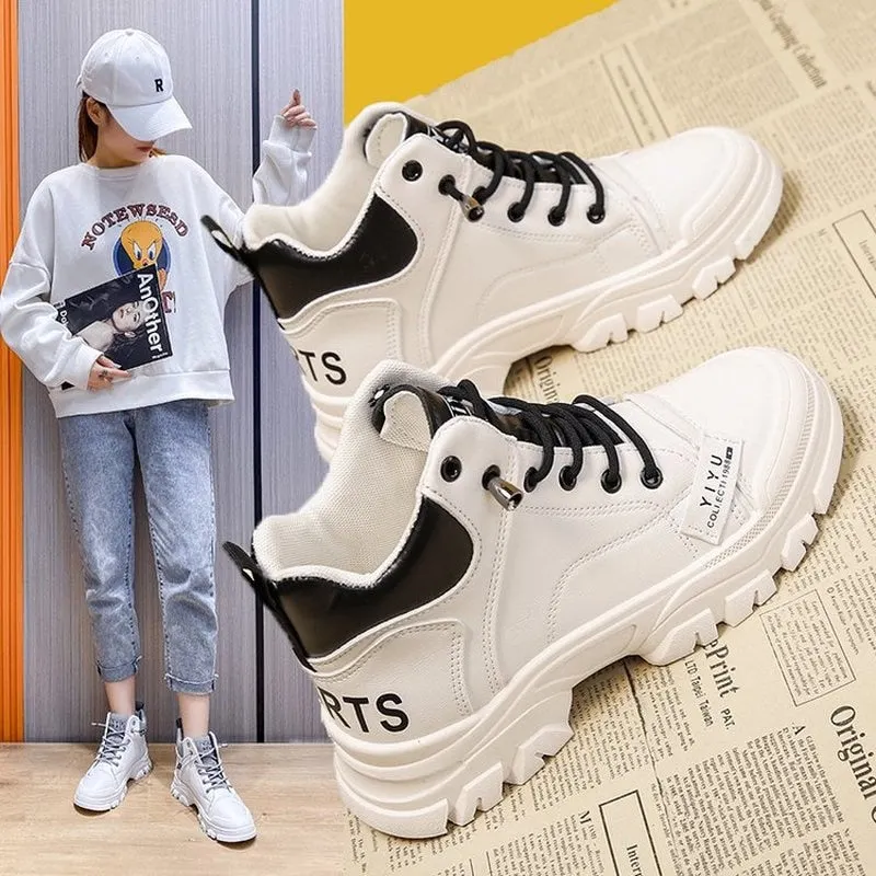 2021 autumn and winter high top sneakers cotton shoes fashion women's basketball shoes board shoes women's boots student shoes