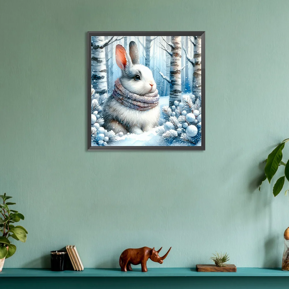 Diamond Painting - Full Round Drill - Winter Rabbit(Canvas|30*30cm)
