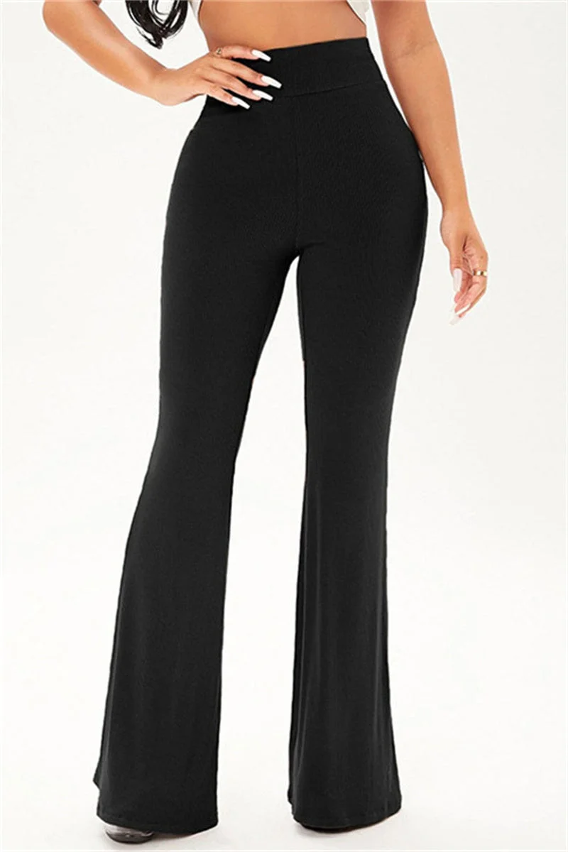 Fashion Casual Solid Basic Regular High Waist Speaker Trousers