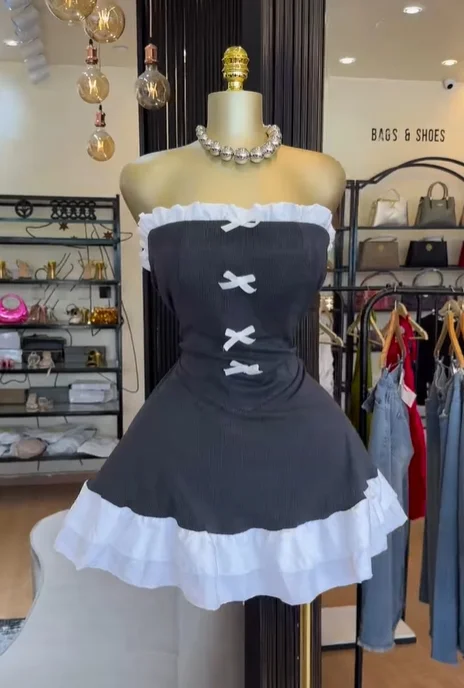 Bow Embellished Lace Fitted Mini Dress
