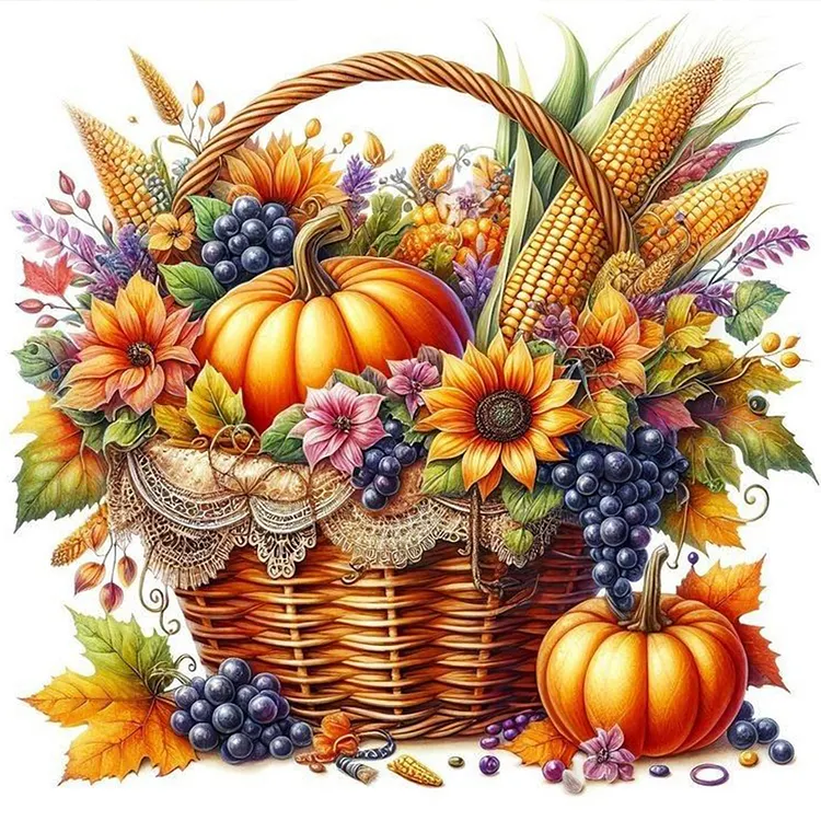 Autumn Vegetables And Fruits - Full Round Drill Diamond Painting - 40*40CM(Canvas) gbfke