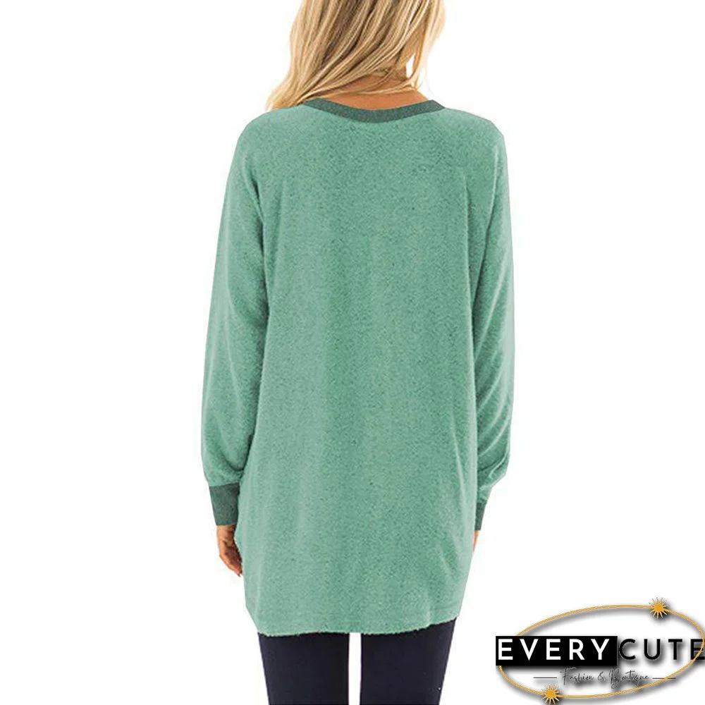 Green Mama Bear Print Pocketed Sweatshirt