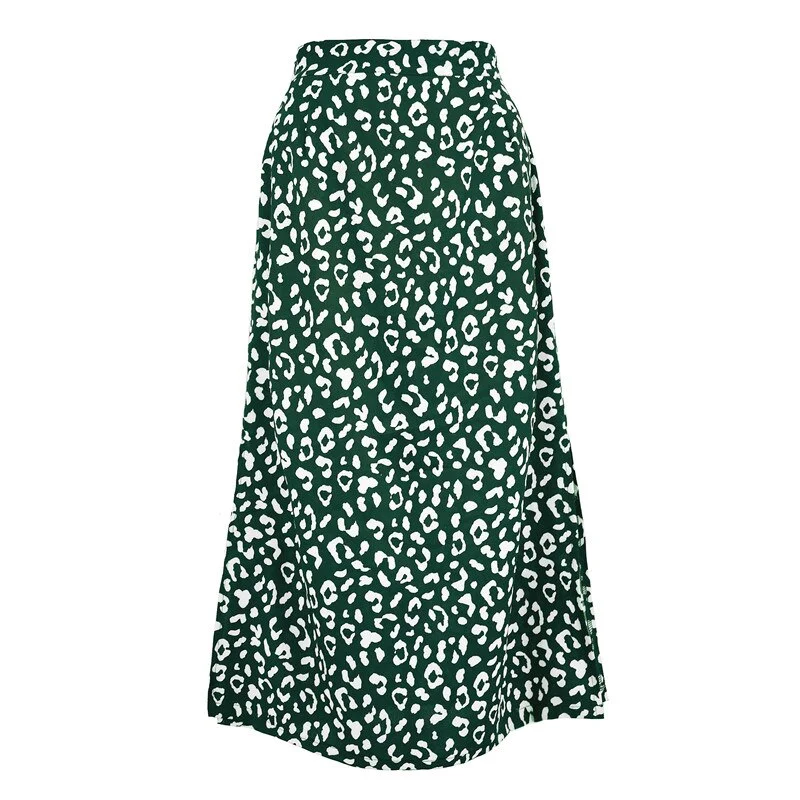 Women Leopard Print Pattern Split Skirts  Fashion High Waist Midi Skirt Beach Casual Skirt Lady High street Clothes 2023