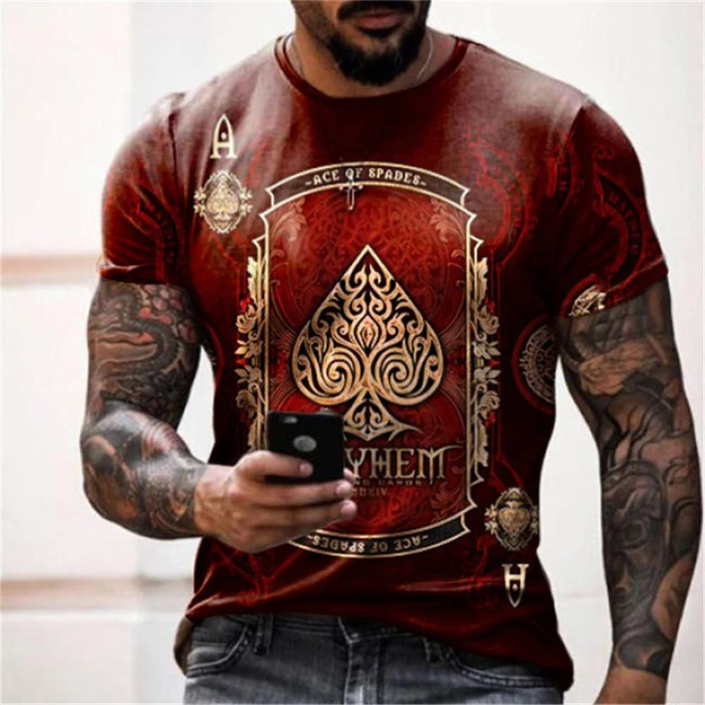 3D Graphic Printed Short Sleeve Shirts   Tall Round Neck Red / Summer