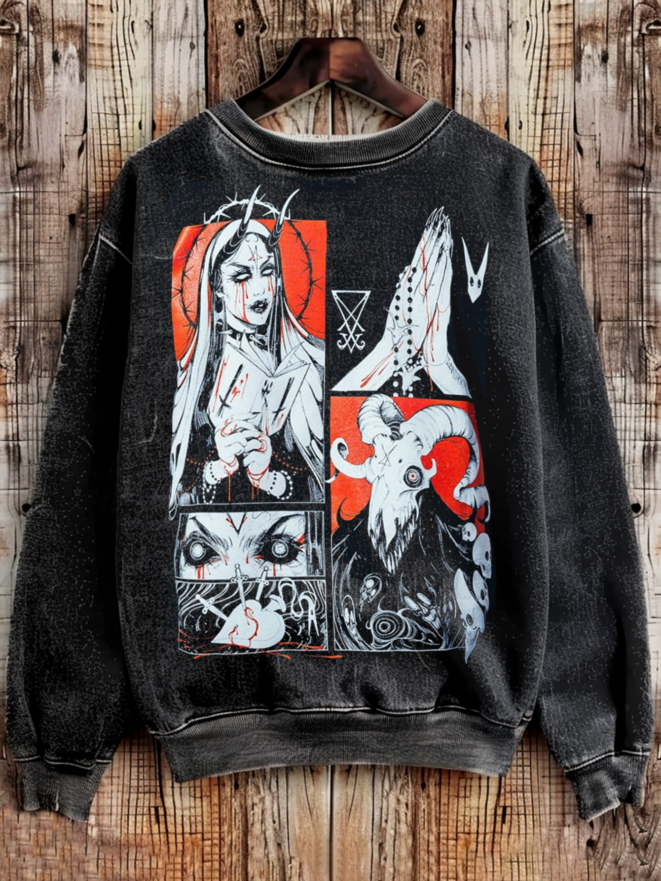 Unisex Satan Double-Sided Printed Casual Crewneck Sweatshirt / Rvogue / Rvogue