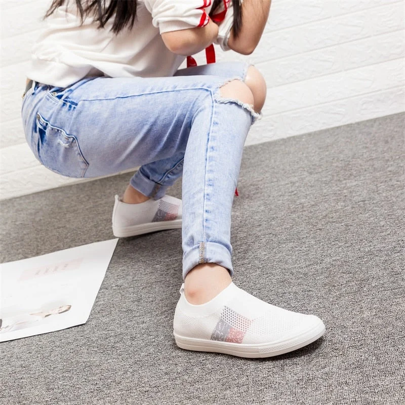 Women's Shoes LadiesShoes Flat Loafers Crystal Fashion Bling Women Sneakers Casual Ladies Slip On Breathable Casual Shoes