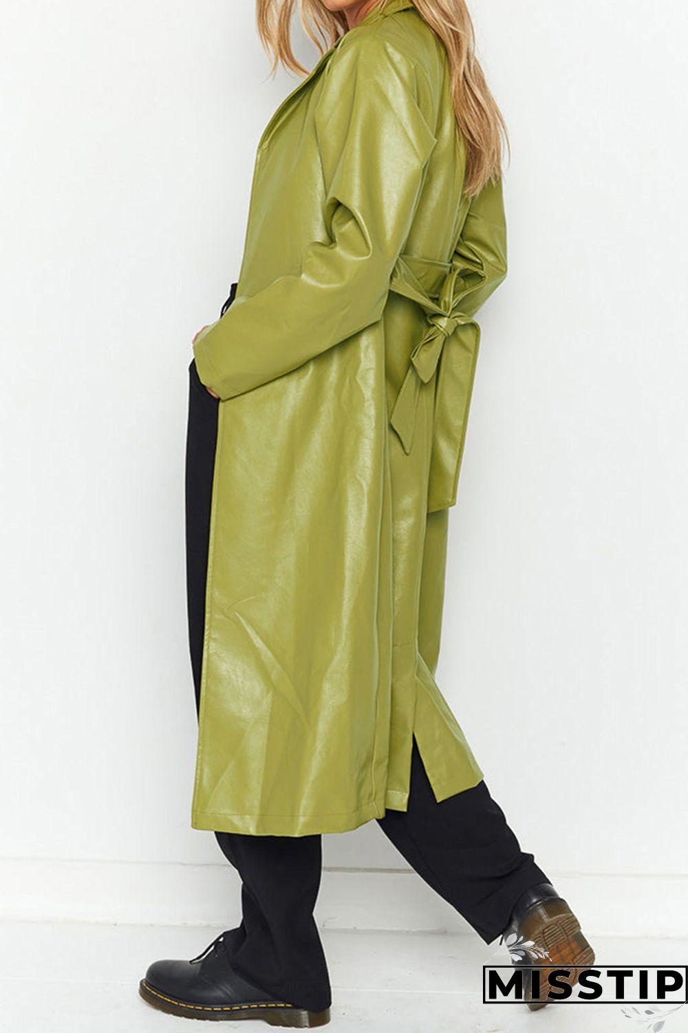 Black Elegant College Solid Solid Color Turn-back Collar Outerwear