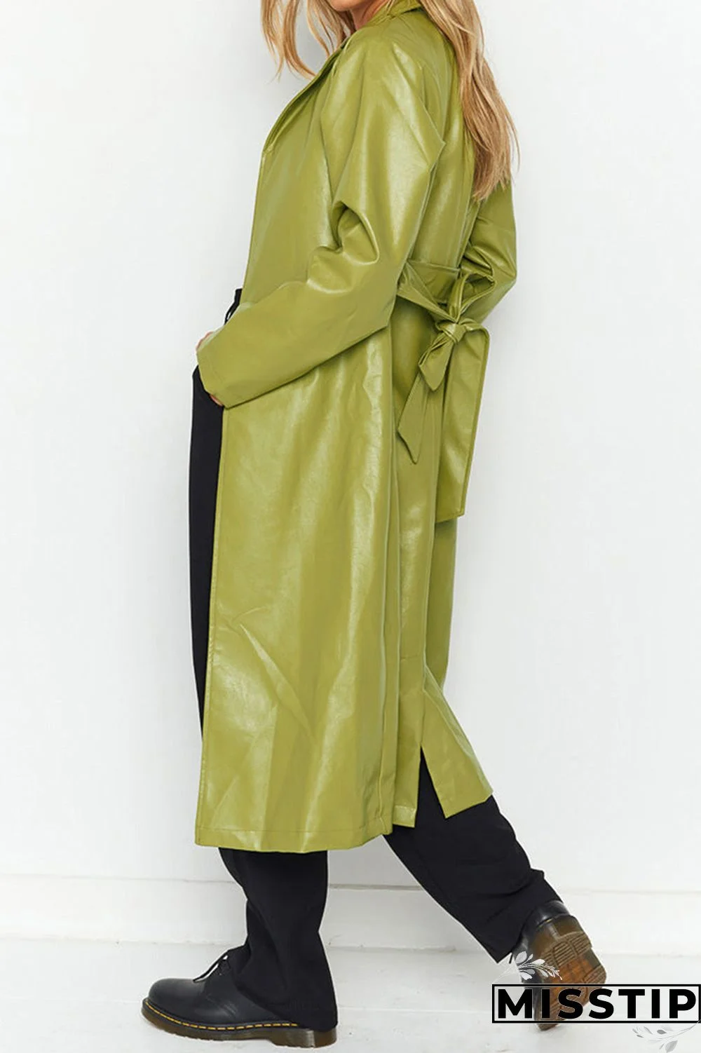 Black Elegant College Solid Solid Color Turn-back Collar Outerwear