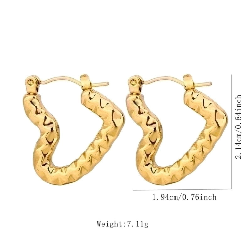 1 Pair Vintage Style U Shape Geometric Heart Shape Plating 304 Stainless Steel None 18K Gold Plated Hoop Earrings
