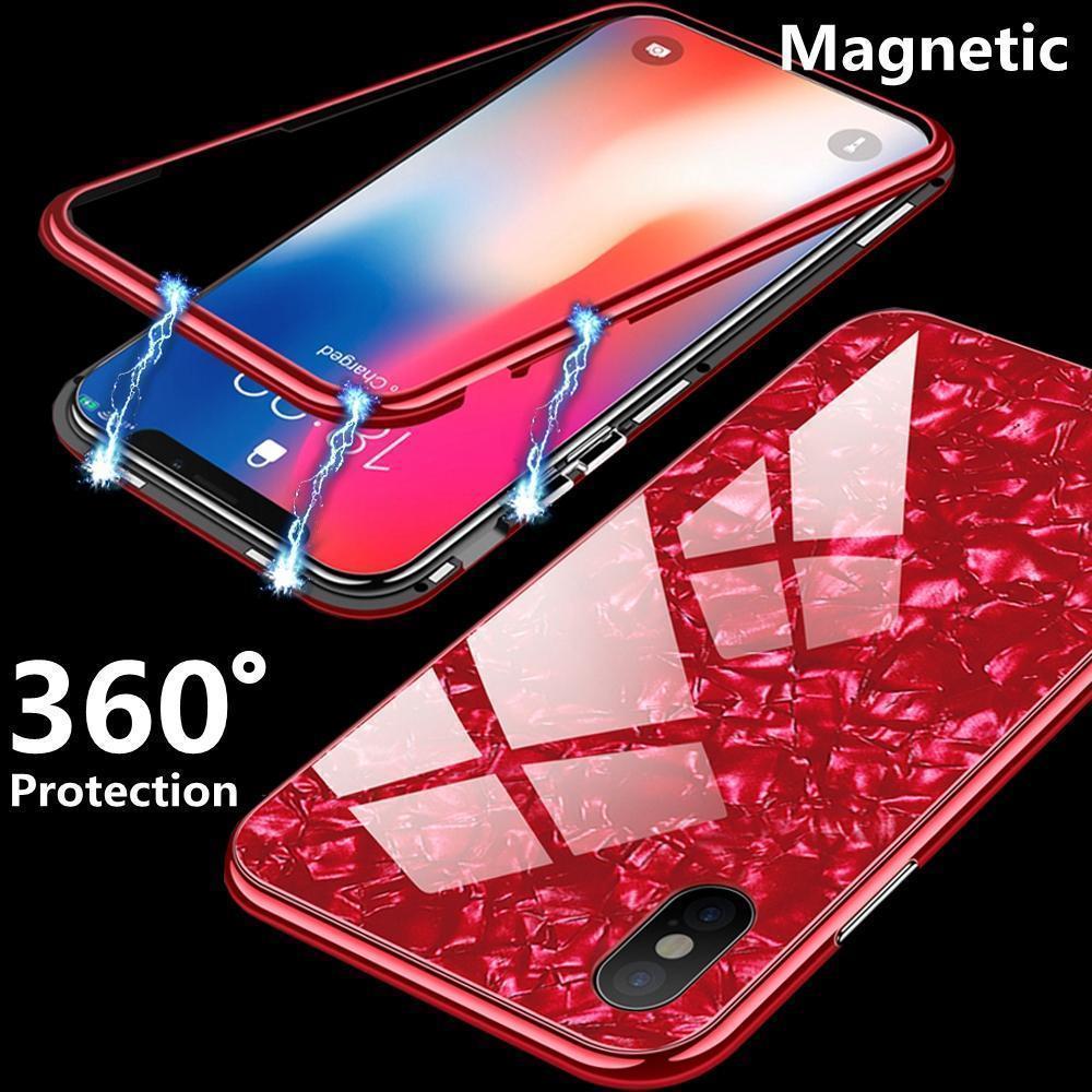 Magnetic Adsorption Shell Glass Protective Cases for iPhone XS Max XR XS X 8Plus 7Plus 8 7 6sPlus 6Plus