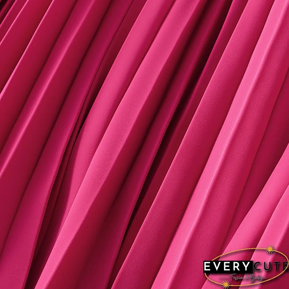 Rosy Elastic Waist A-line Pleated Maxi Skirt