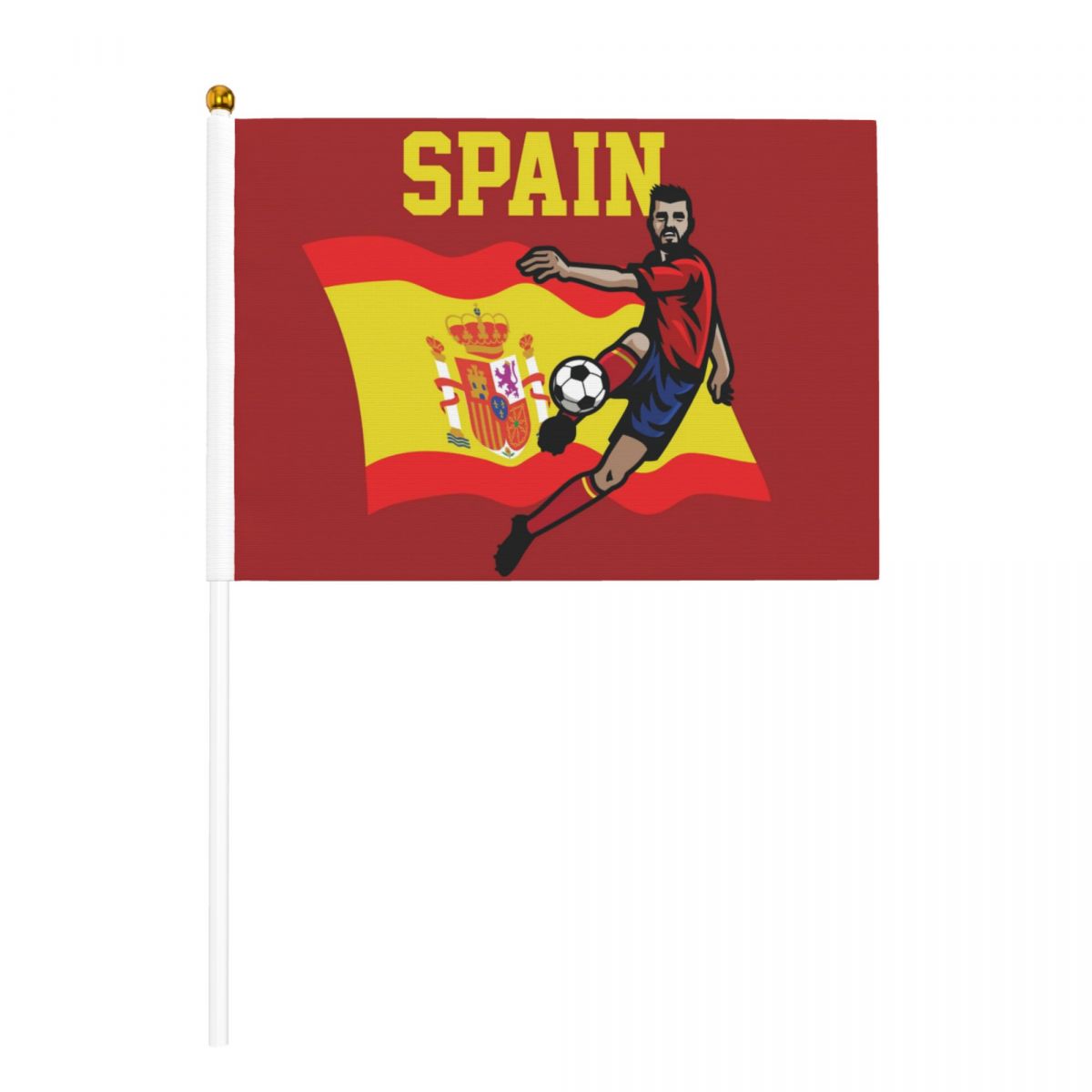 Spain Soccer Player Hand Held Small Miniature Flags on Stick