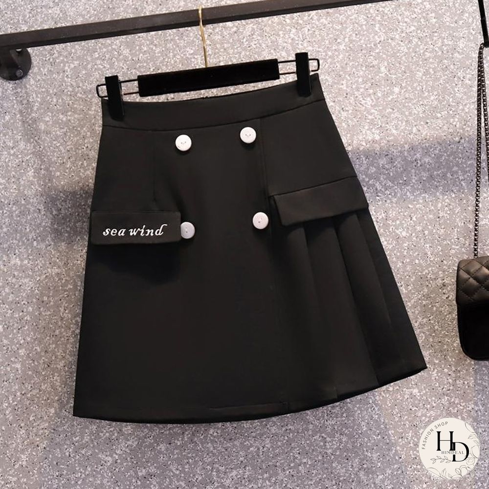 Chic Lapel Coat+Button Skirt P10755