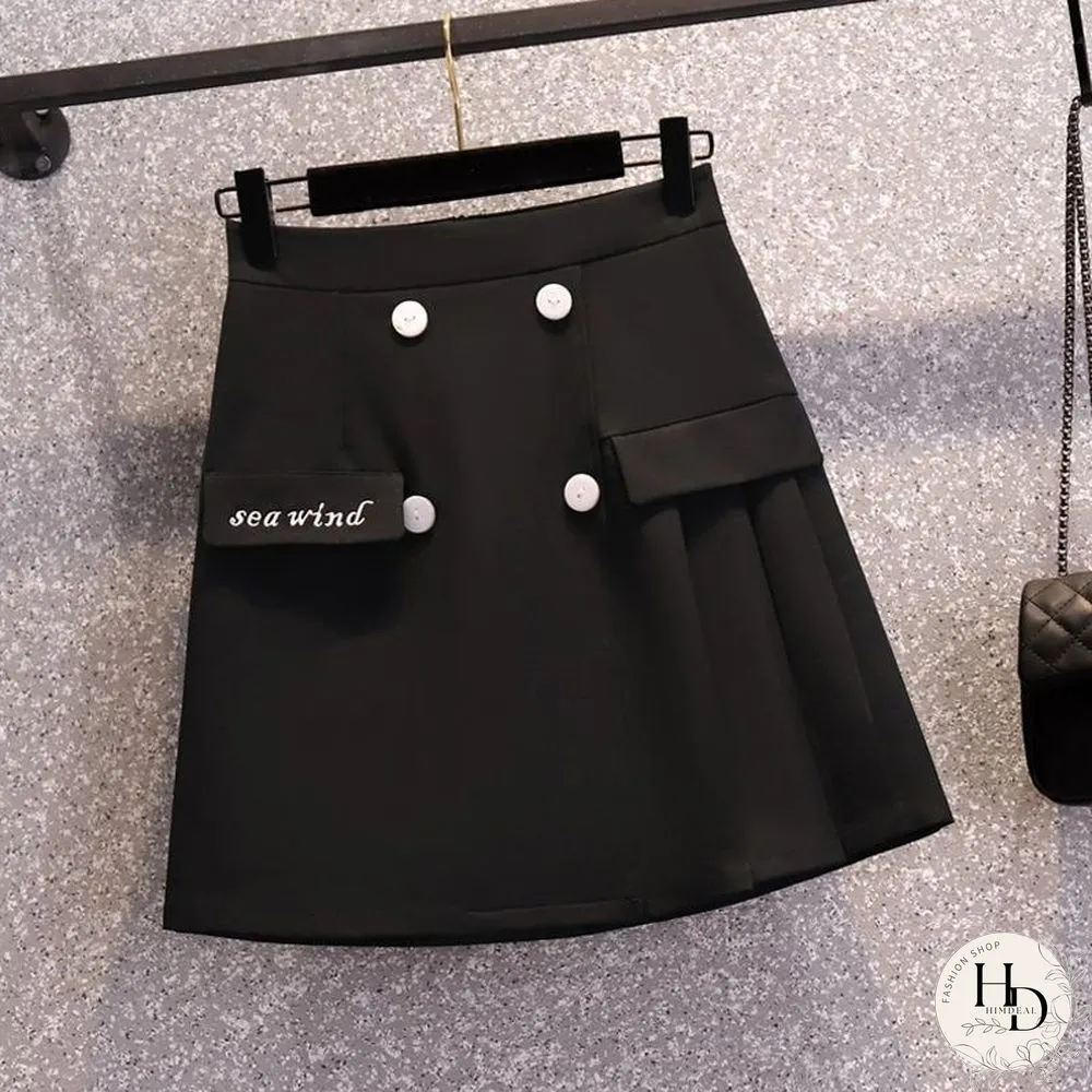 Chic Lapel Coat+Button Skirt P10755