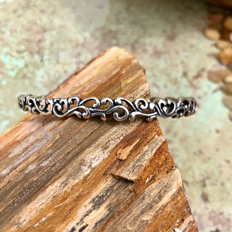 Swirling Cuff Bracelet in Sterling Silver by Carolyn Pollack