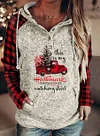 Red Plaid Women's Hoodie Christmas Print