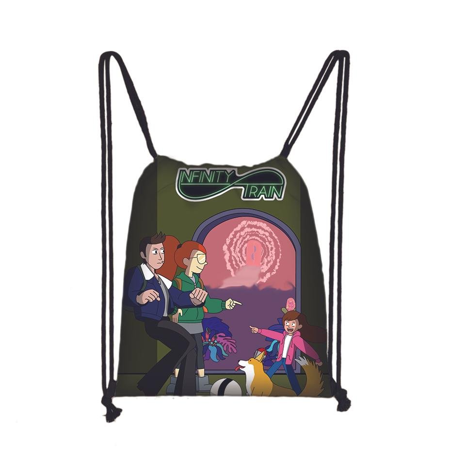 Infinity Train Drawstring Backpack Large Capacity Kids Adults Use Home Outdoor Wear
